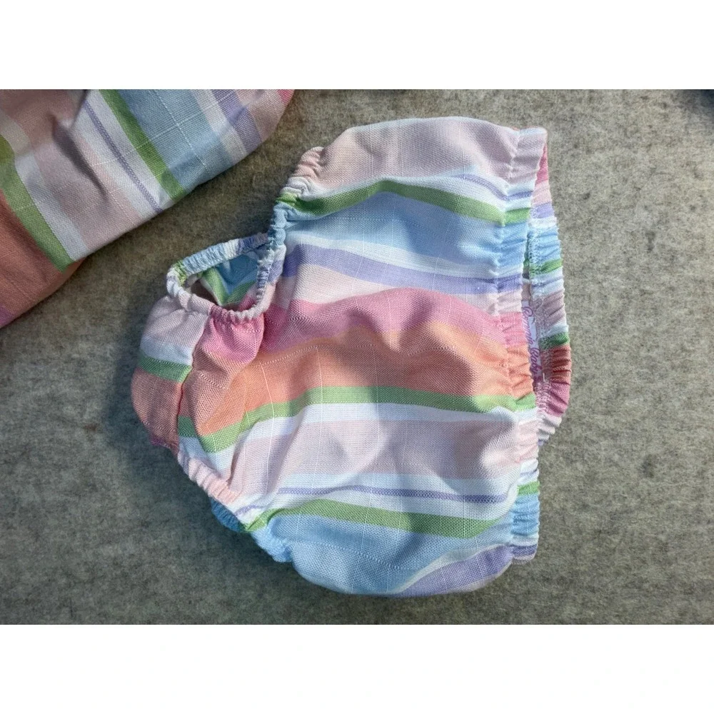 Bonnie Baby 3 Piece Dress Set Baby 18M Striped Bow Headband Diaper Cover
